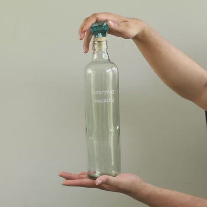 Everyday Glass Bottle With Blue Glass Stopper