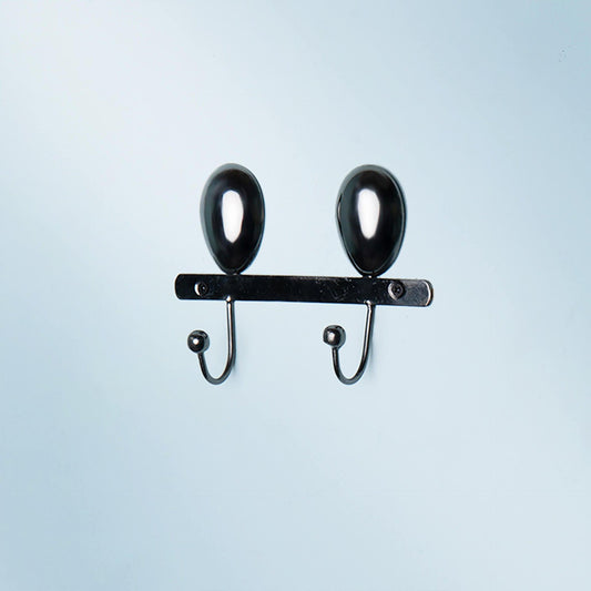 Black Metal Wall W/2 Hooks