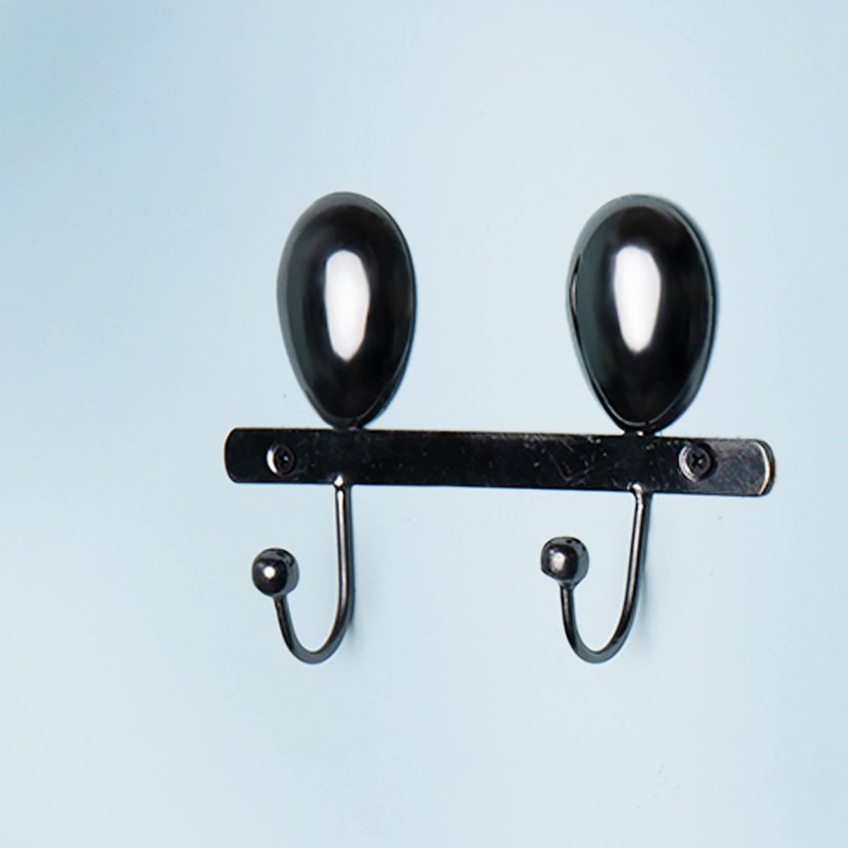Black Metal Wall W/2 Hooks