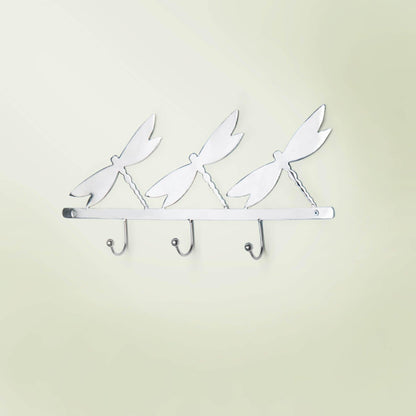 silver metal butterfly wall w/3 hooks - ellementry
