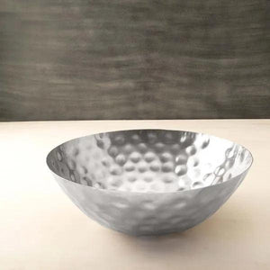 Silver Hammered Metal Bowl- Large