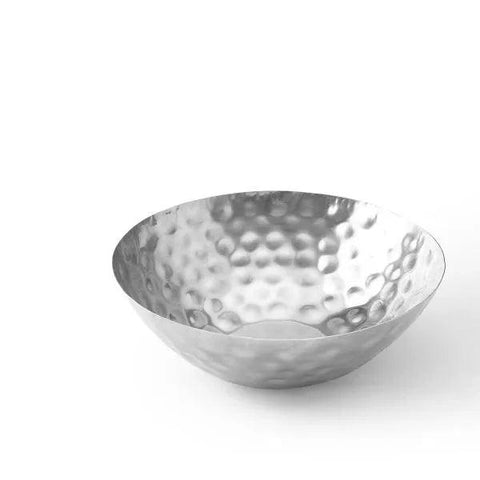 Silver Hammered Metal Bowl- Large - ellementry