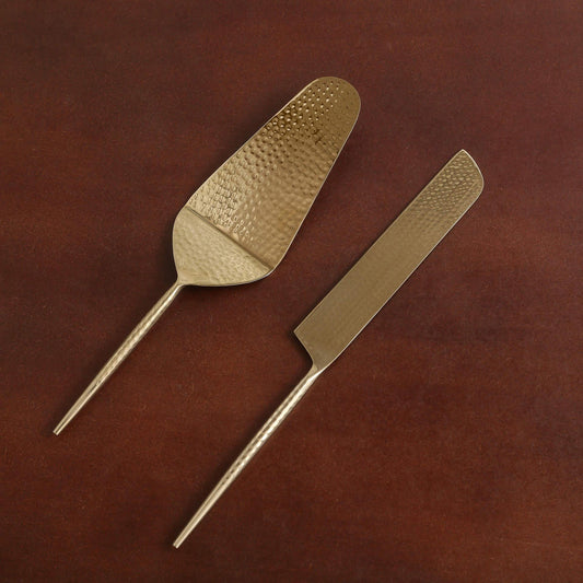 Norah Gold Hammered Cake Server Set Of 2