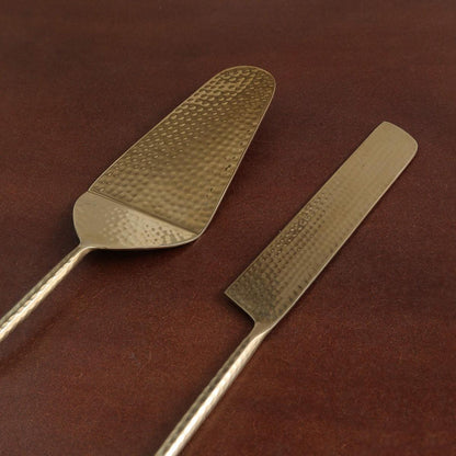 Norah Gold Hammered Cake Server Set Of 2