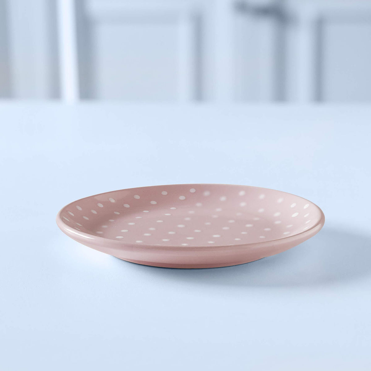 Ceramic Breakfast Plate Polka Dots Blush