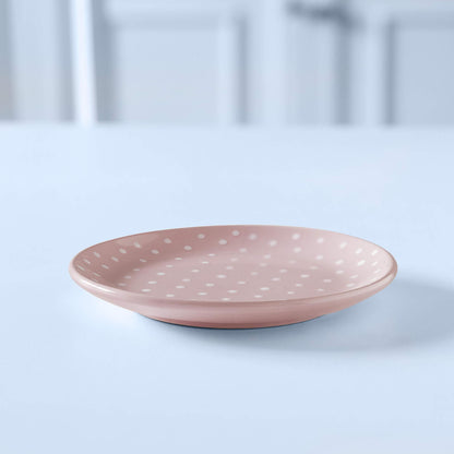 Ceramic Breakfast Plate Polka Dots Blush