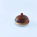 Ceramic Butter Dish Polka Dots With wooden Lid - Blue