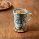 Carbon ceramic tall coffee mug with wooden lid