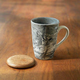 Carbon ceramic tall coffee mug with wooden lid