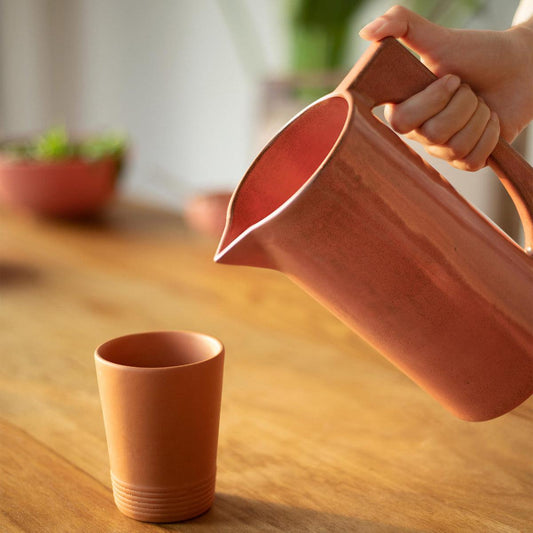 Rustic Reef Ceramic Jug With Wooden Lid - ellementry
