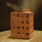 Lupa Terracotta Square Lantern W/Metal Handle - Large
