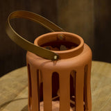 Lupa Terracotta Round Lantern W/Metal Handle - Large