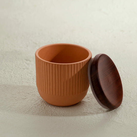 Sienna Tarracotta Jar with Wooden Lid
