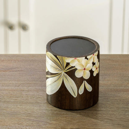 Frangipani Wooden Candle Holder (Small) - ellementry