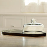 Frangipani Glass Cloche with Wooden Platter - ellementry
