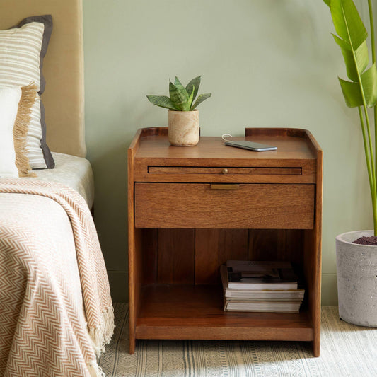 Bruno end table with sleek slider drawer - ellementry