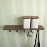 Aaron wooden wall shelf with 5 hooks - ellementry
