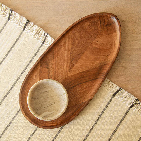 umber leaf oval chip & dip platter.