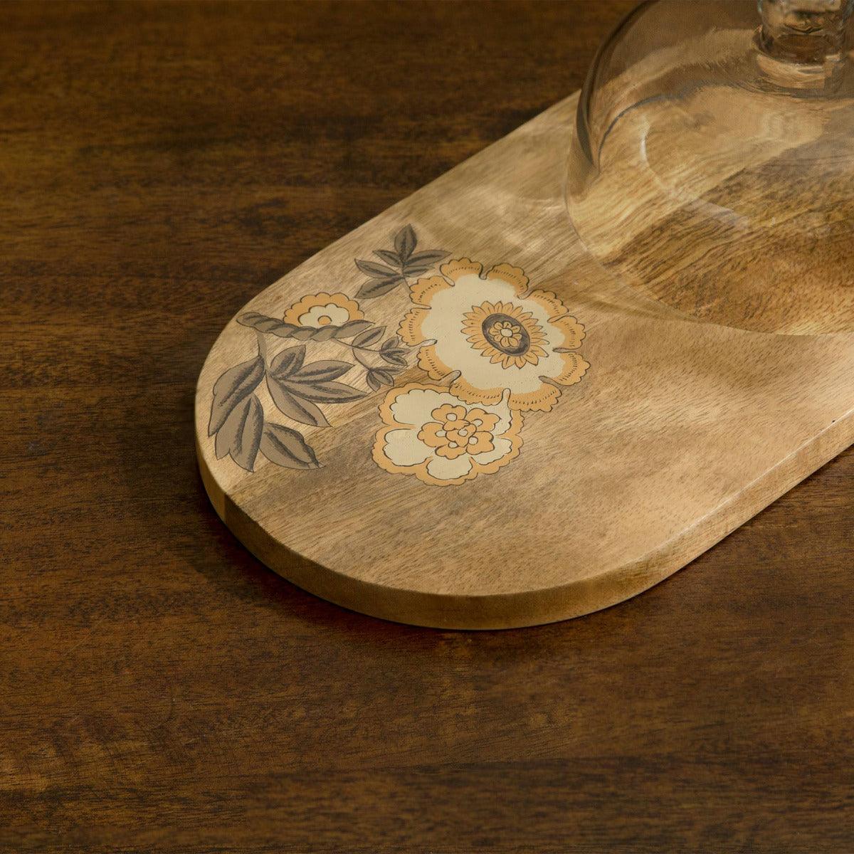 Fleur D'Or Platter with Glass Cloche