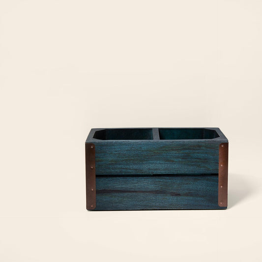 blue wood cutlery stand - ellementry