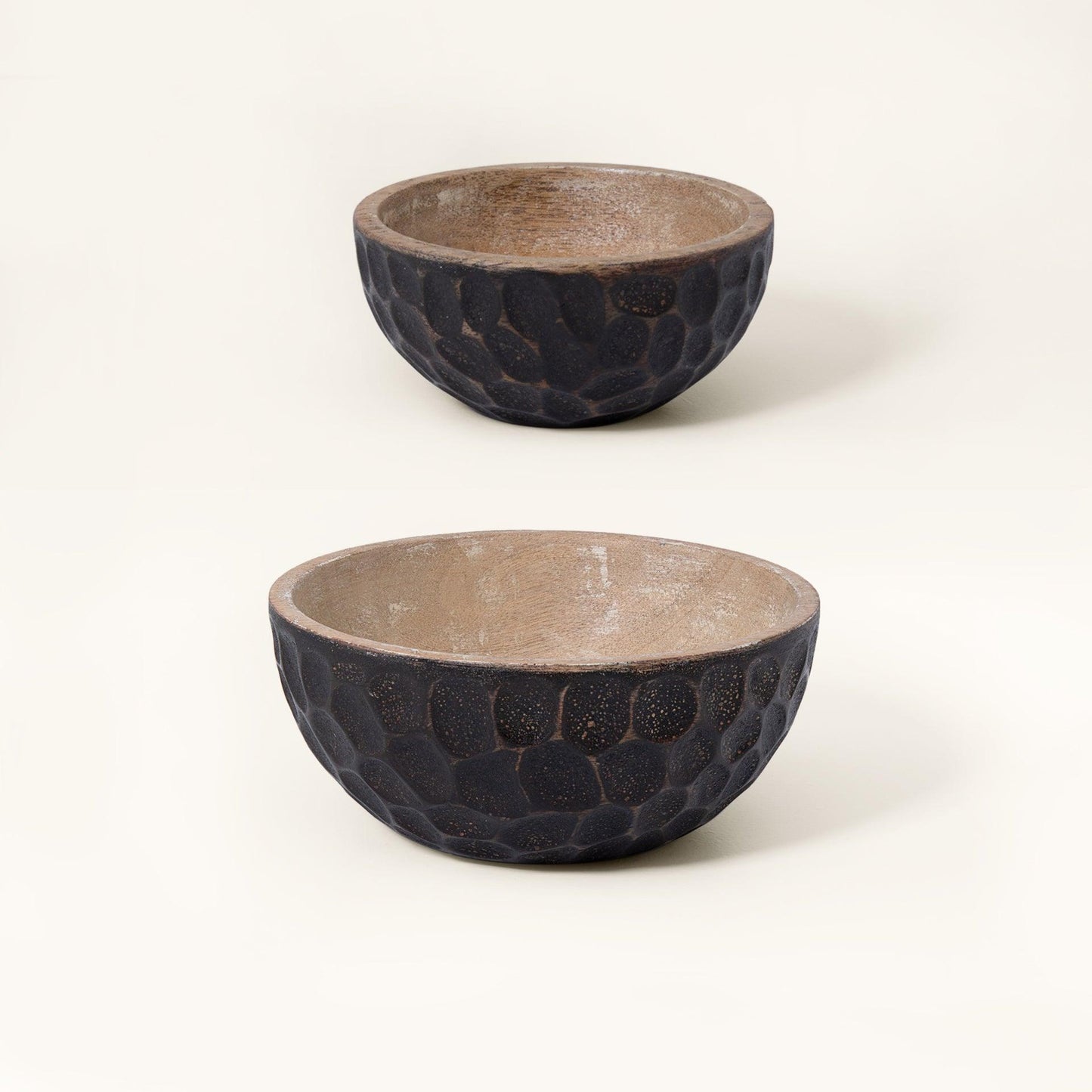 Black Masala Wooden Nut Bowl- Large & Small