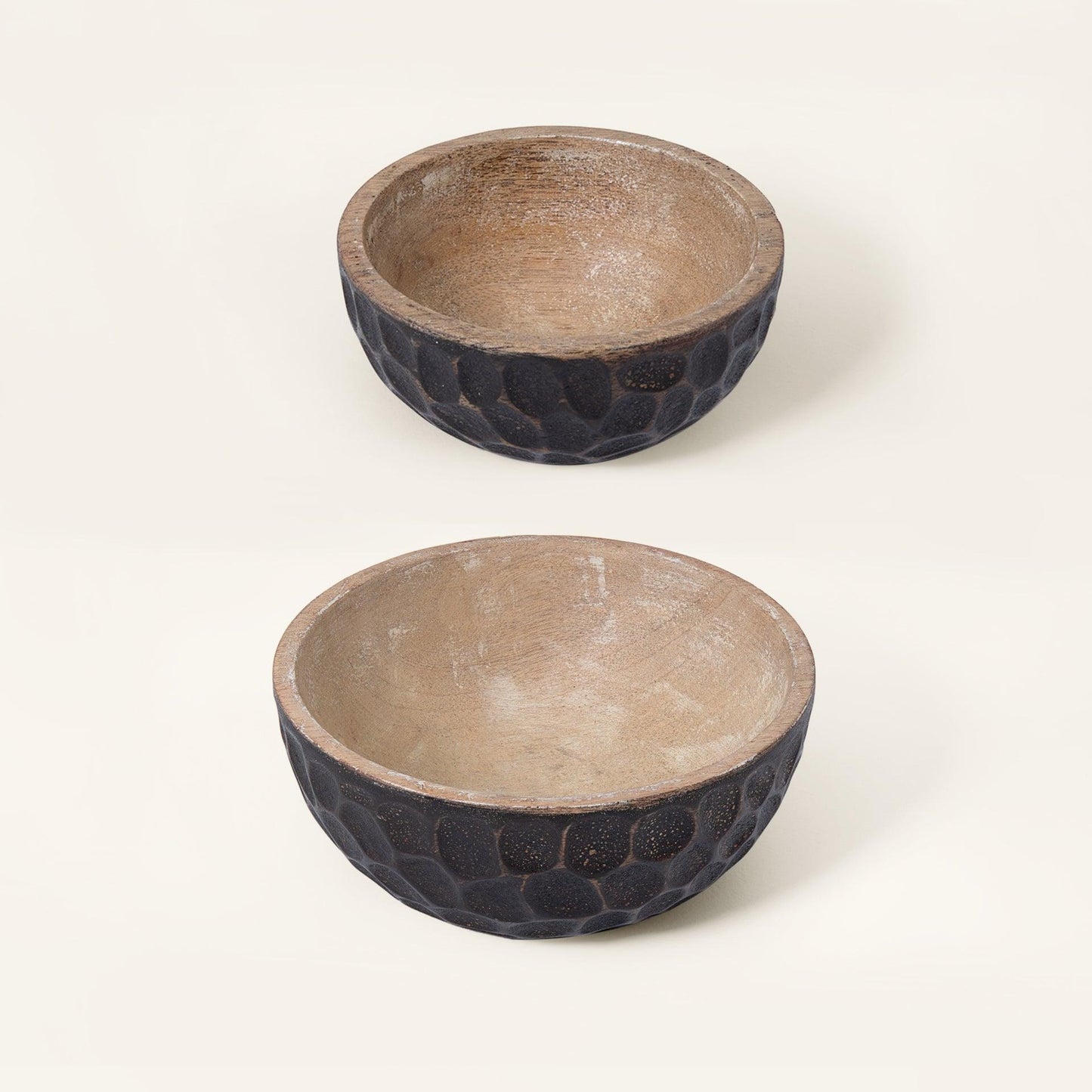 Black Masala Wooden Nut Bowl- Large & Small