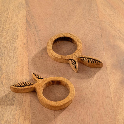 mango napkin ring leaf set of 2 natural