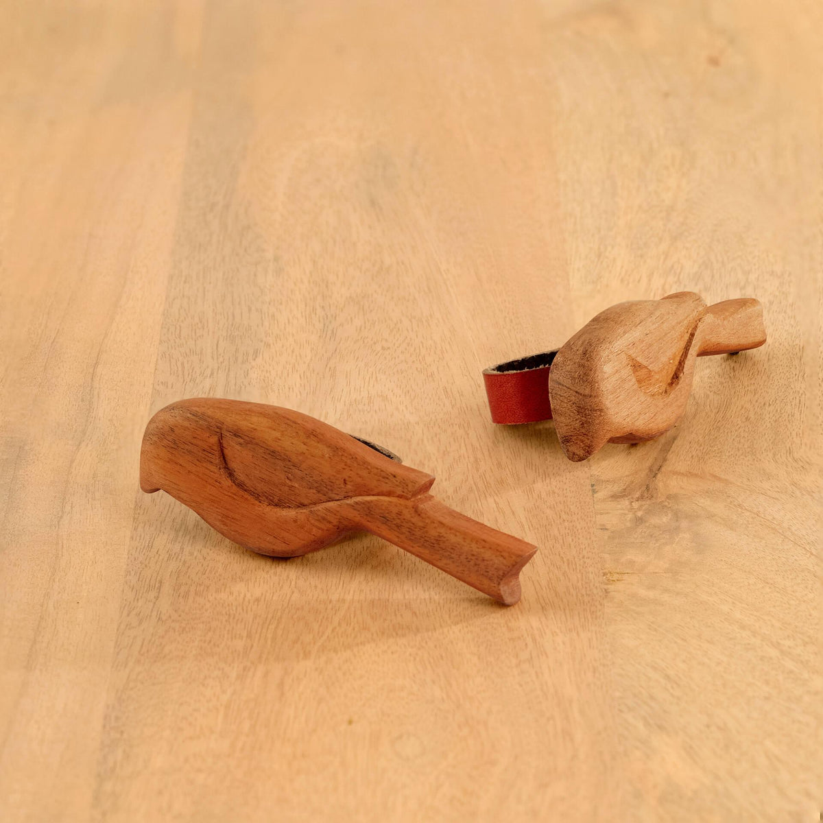 mango napkin ring bird large set of 2 brown