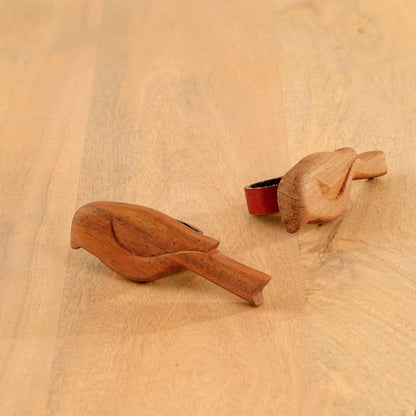 mango napkin ring bird large set of 2 brown
