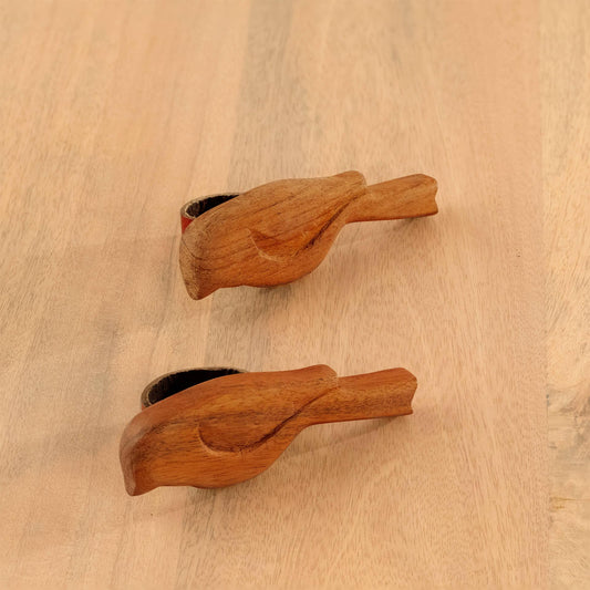 mango napkin ring bird large set of 2 brown