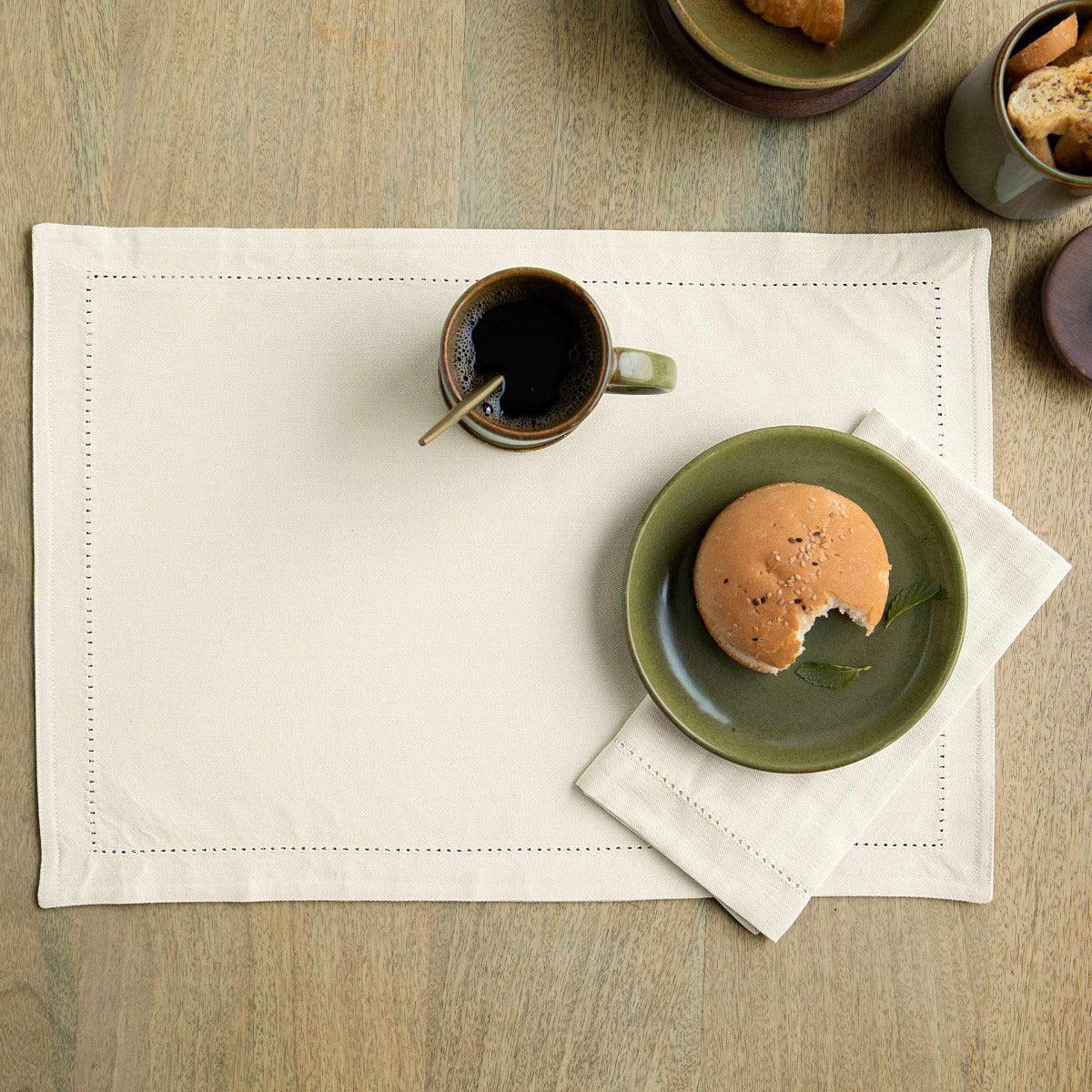 Classic White Cotton Placemat Set of Six - ellementry
