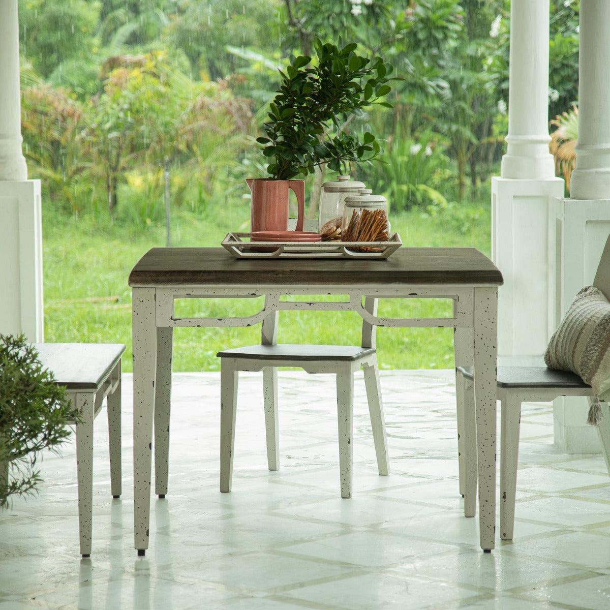 Farmhouse flair ready-to-assemble square dining table - ellementry