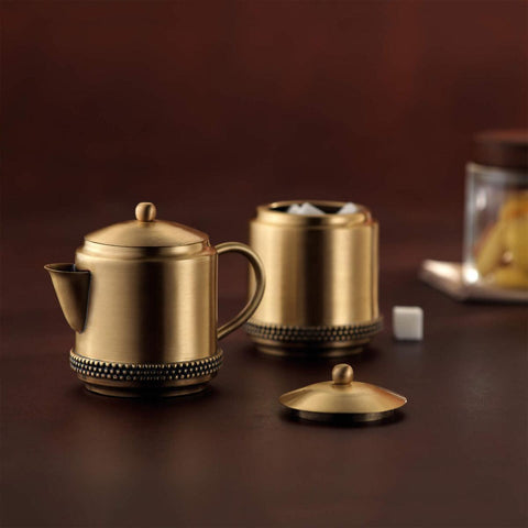 Masai Brass Milk & Sugar Pot Set Gold - ellementry