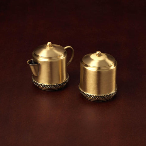 Masai Brass Milk & Sugar Pot Set Gold - ellementry