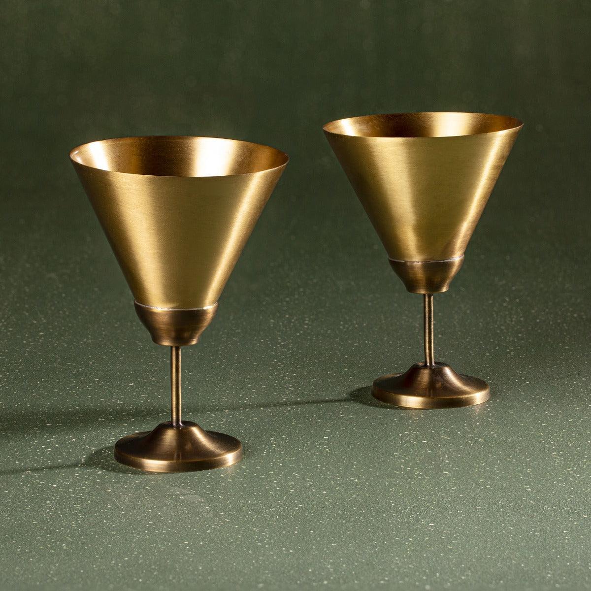 Ornate Brass Martini Glass Set of 2