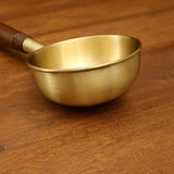 Arra brass tadka pan with wooden handle - ellementry