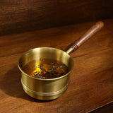 Arra brass tea pan with wooden handle - ellementry