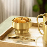 Oro brass dessert bowl with spoon - ellementry