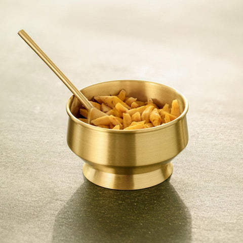 Oro brass dessert bowl with spoon - ellementry