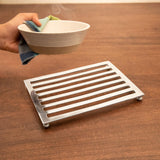 Silver Brass Rectangle Trivet - ellementry