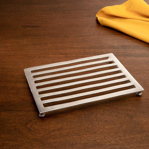 Silver Brass Rectangle Trivet - ellementry