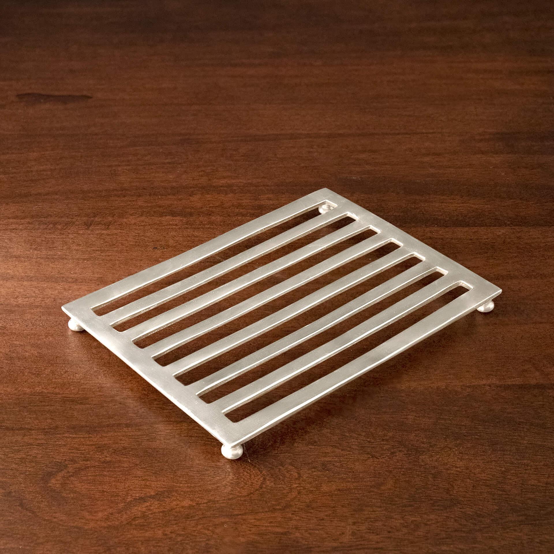 Brass Trivet Rect Silver