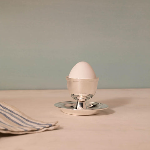 silver brass egg cup with base - ellementry
