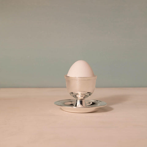 silver brass egg cup with base - ellementry