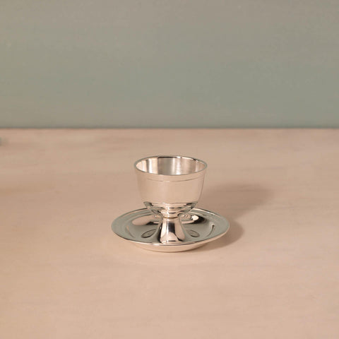 silver brass egg cup with base - ellementry