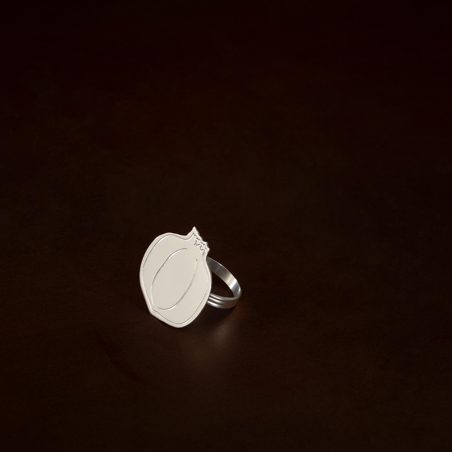 silver brass napkin ring-pomegranate