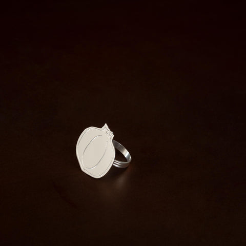 silver brass napkin ring-pomegranate - ellementry