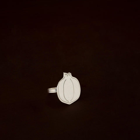 silver brass napkin ring-pomegranate - ellementry