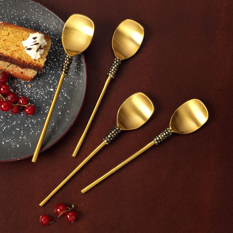 Masai Gold Dessert Spoon (Set of 4) - ellementry