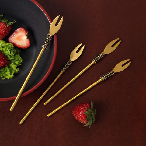 Masai Gold Fruit Fork (Set of 4) - ellementry